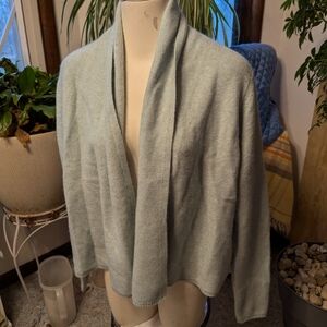 NWT Tahari Mint Green 100% 2 Ply Heavy Cashmere Open Shawl Cardigan Sz XL